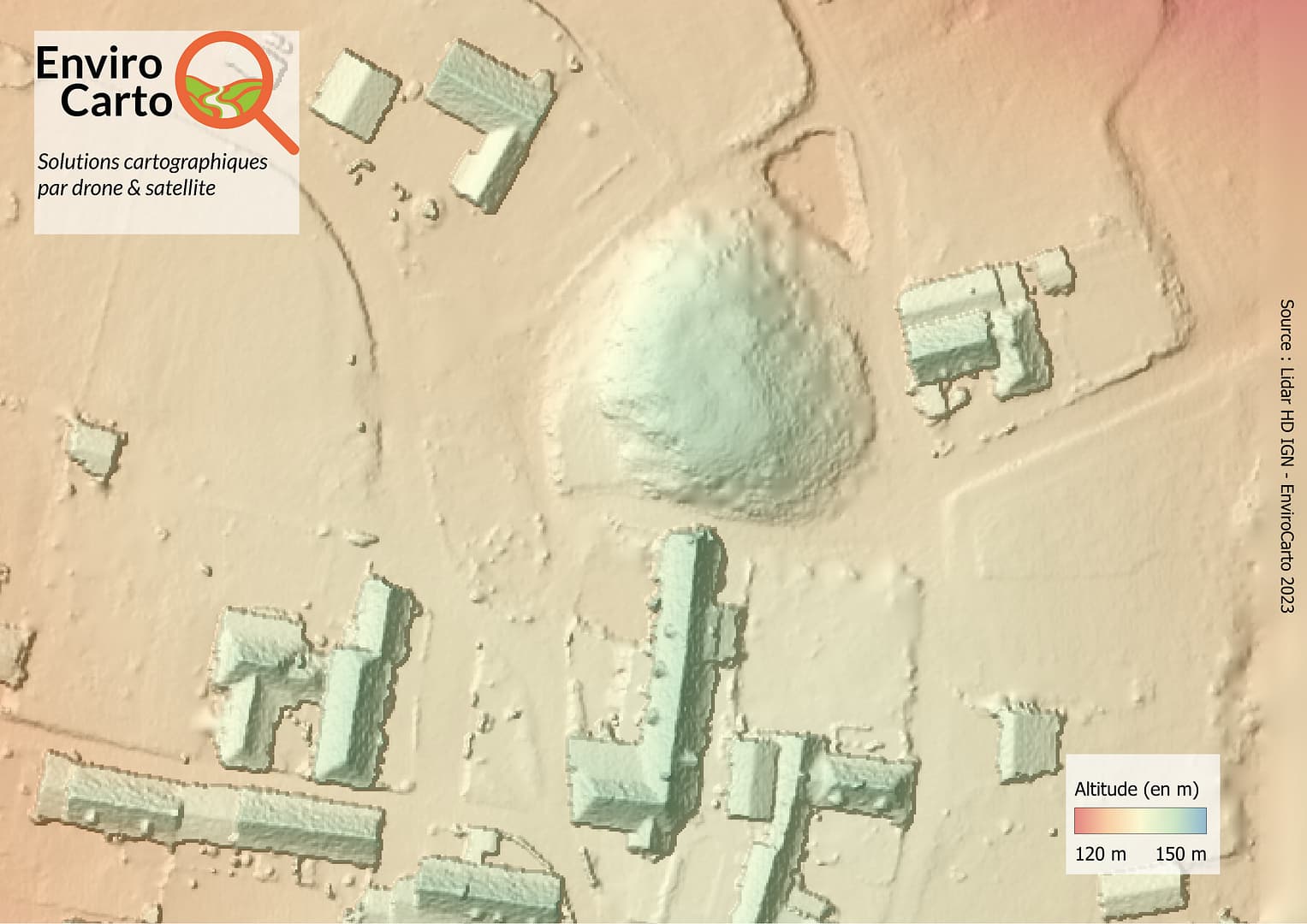 MNT de la Motte castrale de La Mothe (source : EnviroCarto - Lidar HD IGN)